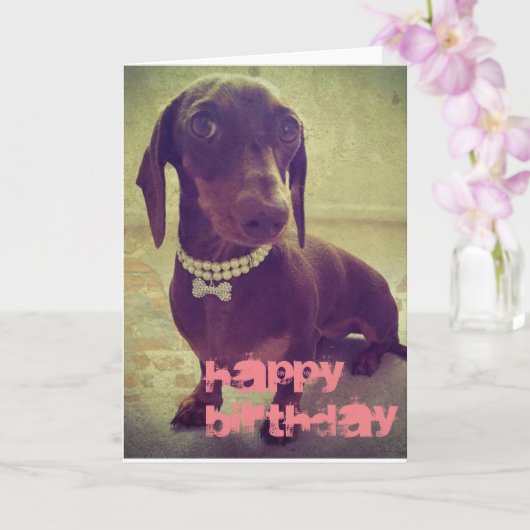 Happy Birthday Hübsch Sausage Hund Card Karte (Orchidee)