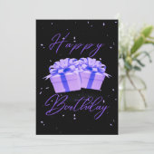 Happy Birthday Hübsche Lila Einladung (Stehend Vorderseite)