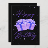 Happy Birthday Hübsche Lila Einladung (Vorne/Hinten)