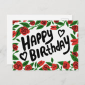 HAPPY BIRTHDAY Hübsche Rote Rose Frame Custom Postkarte (Vorne/Hinten)