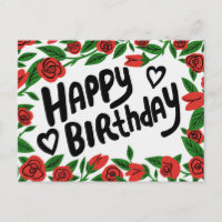 HAPPY BIRTHDAY Hübsche Rote Rose Frame Custom