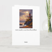 Happy Birthday | Hübscher Leuchtturm und Sonnenunt Karte (Rückseite)