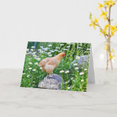 Happy Birthday Hühnchen mit Milchprodukten Karte (Gelbe Blume)