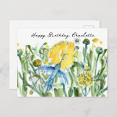 Happy Birthday Hummingbird Blume Custom Postkarte (Vorne/Hinten)