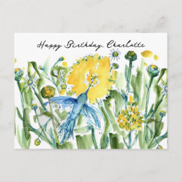 Happy Birthday Hummingbird Blume Custom Postkarte