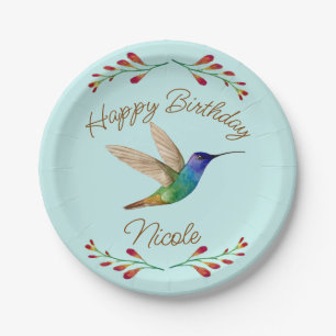 Happy Birthday Hummingbird Pappteller