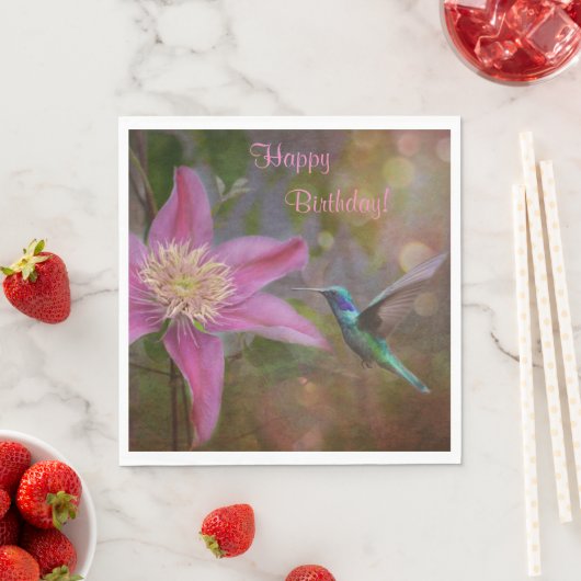Happy Birthday Hummingbird Serviette (Beispiel)