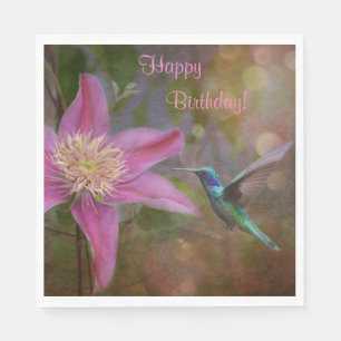 Happy Birthday Hummingbird Serviette