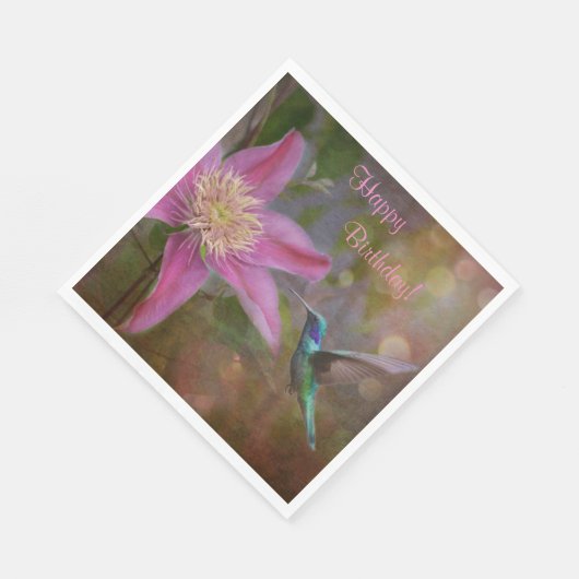 Happy Birthday Hummingbird Serviette (Ecke)