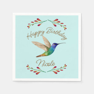 Happy Birthday Hummingbird Serviette