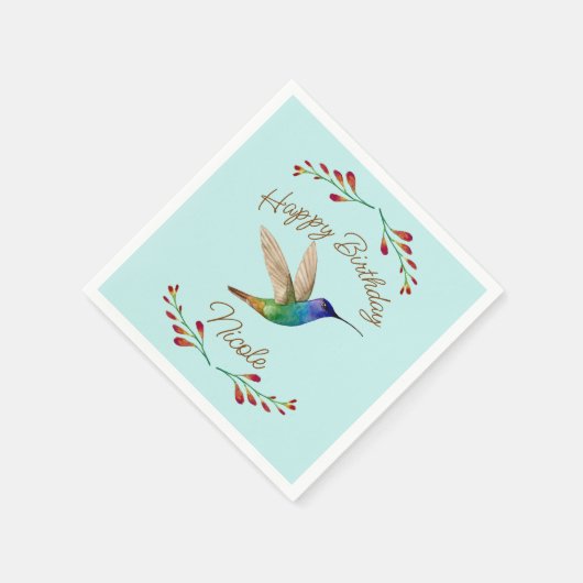 Happy Birthday Hummingbird Serviette (Ecke)