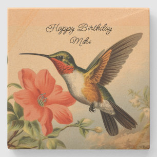 Happy Birthday Hummingbird Stone Untersetzer