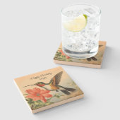 Happy Birthday Hummingbird Stone Untersetzer (Seitenansicht)