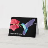 Happy Birthday: Hummingbird und Roter Hibiskus Karte (Vorderseite)