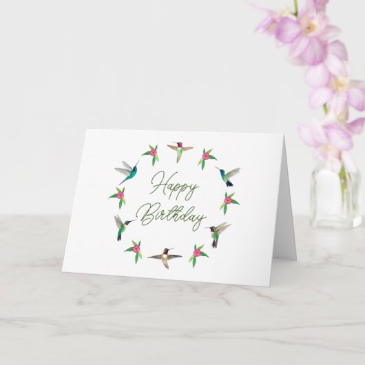 Happy Birthday Hummingbirds Card Karte (Orchidee)