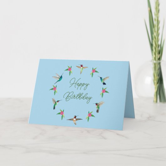 Happy Birthday Hummingbirds Card Karte (Vorderseite)