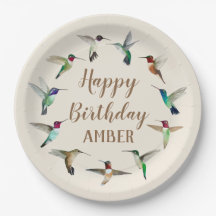 Happy Birthday Hummingbirds Custom Paper Teller