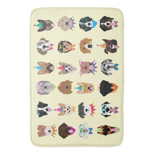 Happy Birthday Hund Faces Pawty Animals Badematte (Vorderseite Vertikal)