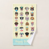 Happy Birthday Hund Faces Pawty Animals Badhandtuch Set (Handtuch)