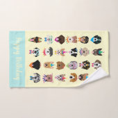 Happy Birthday Hund Faces Pawty Animals Badhandtuch Set (Handtuch)