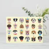 Happy Birthday Hund Faces Pawty Animals Einladung (Stehend Vorderseite)