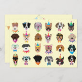 Happy Birthday Hund Faces Pawty Animals Einladung (Vorne/Hinten)