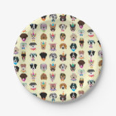 Happy Birthday Hund Faces Pawty Animals Pappteller (Vorderseite)