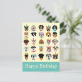 Happy Birthday Hund Faces Pawty Animals Postkarte (Stehend Vorderseite)
