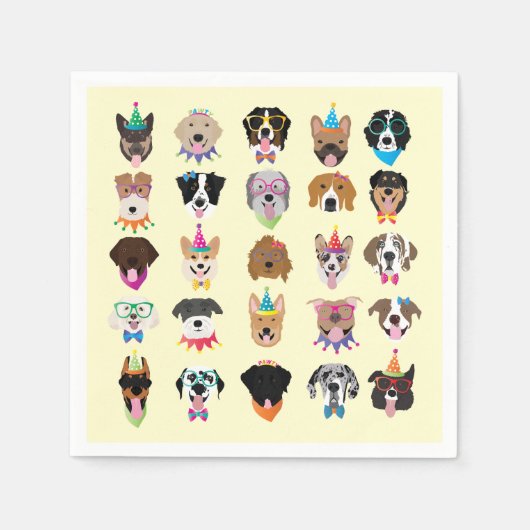 Happy Birthday Hund Faces Pawty Animals Serviette (Vorderseite)