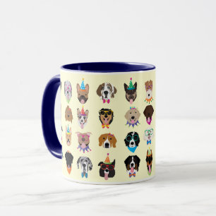 Happy Birthday Hund Faces Pawty Animals Tasse