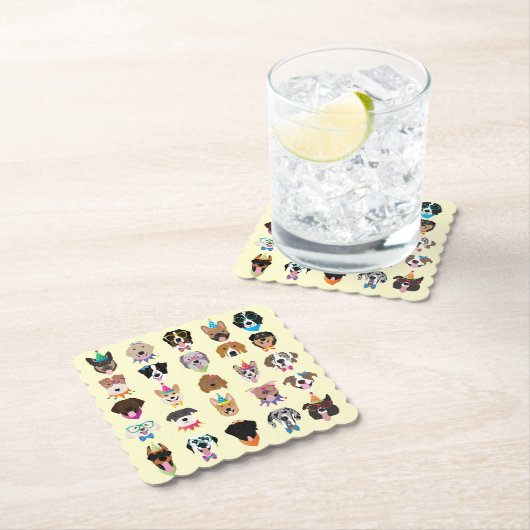 Happy Birthday Hund Faces Pawty Animals Untersetzer (Vor Ort)