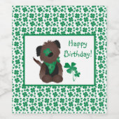 Happy Birthday Hund Kleeblatt Green Card Weinetikett (Einzelnes Label)