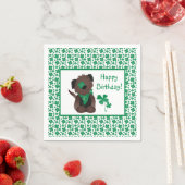 Happy Birthday Hund Kleeblatt Grün Serviette (Beispiel)