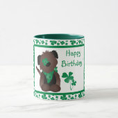 Happy Birthday Hund Kleeblatt Grün Tasse (Zentrum)