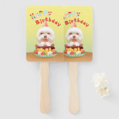 Happy Birthday Hund mit Kuchen Fächer (Vorne und Hinten)