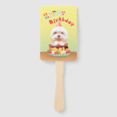 Happy Birthday Hund mit Kuchen Fächer (Vorderseite)