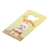 Happy Birthday Hund mit Kuchen Geldbeutel Flaschenöffner (Rückseite Schrägansicht)