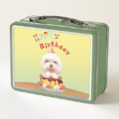 Happy Birthday Hund mit Kuchen Metall Brotdose (Rückseite)