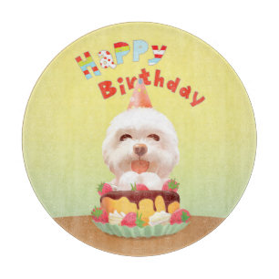 Happy Birthday Hund mit Kuchen Schneidebrett