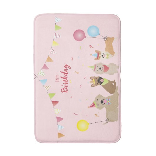 Happy Birthday Hund Party Badematte (Vorderseite Vertikal)