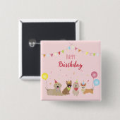 Happy Birthday Hund Party Button (Vorne & Hinten)