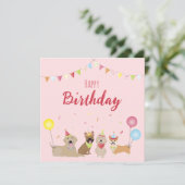 Happy Birthday Hund Party Karte (Stehend Vorderseite)