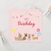 Happy Birthday Hund Party Karte (Vorderseite/Rückseite Beispiel)