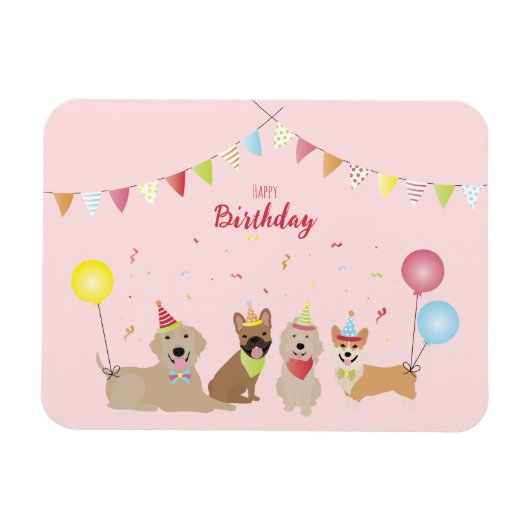 Happy Birthday Hund Party Magnet (Horizontal)