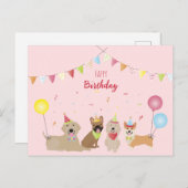 Happy Birthday Hund Party Postkarte (Vorne/Hinten)