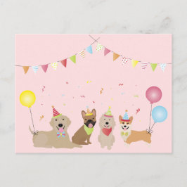 Happy Birthday Hund Party Postkarte