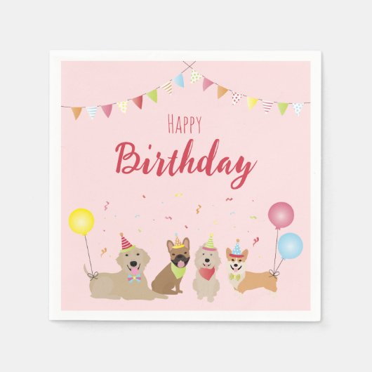 Happy Birthday Hund Party Serviette (Vorderseite)