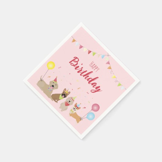 Happy Birthday Hund Party Serviette (Ecke)