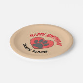 Happy Birthday Hund Paw Zeichnend Pappteller (Schrägansicht)