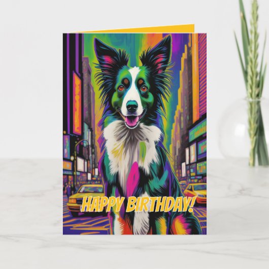 Happy Birthday Hund (Pop-Art) Karte (Vorderseite)